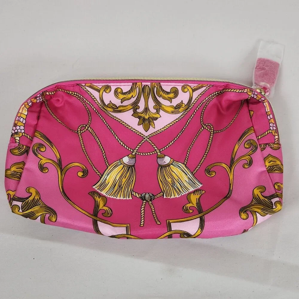 Estee‎ Lauder Pink Tassel Printed Cosmetic Makeup Bag zipper tassel travel pink
